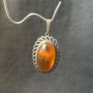 Faux amber stone pendant